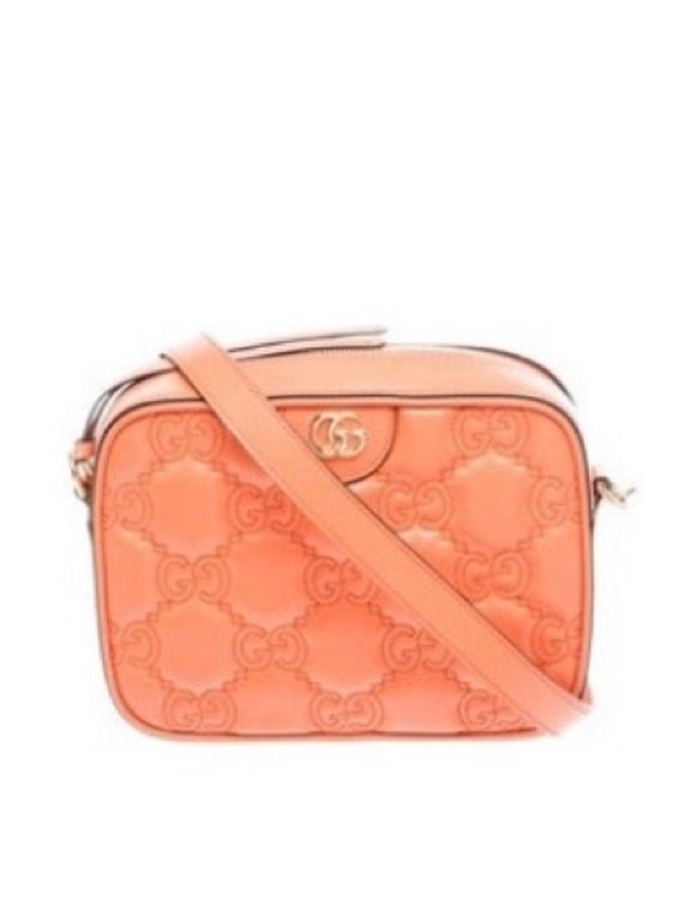 Gucci Orange Quilted GG Matelasse Small Leather Shoulder Bag with Gold Hardware